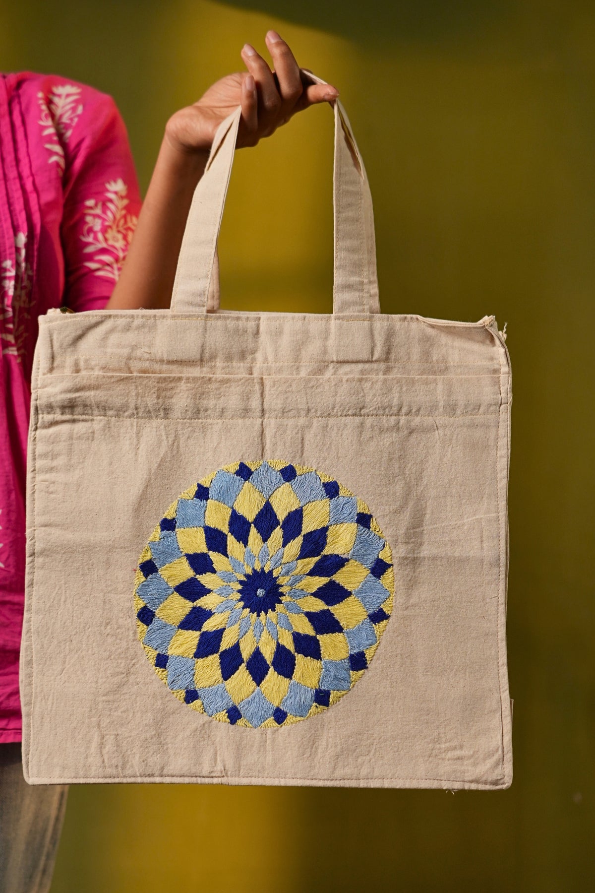 Neelkamal Chakra Embroidered Tote Bag